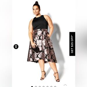 City Chic Black and Silver High Low Dress